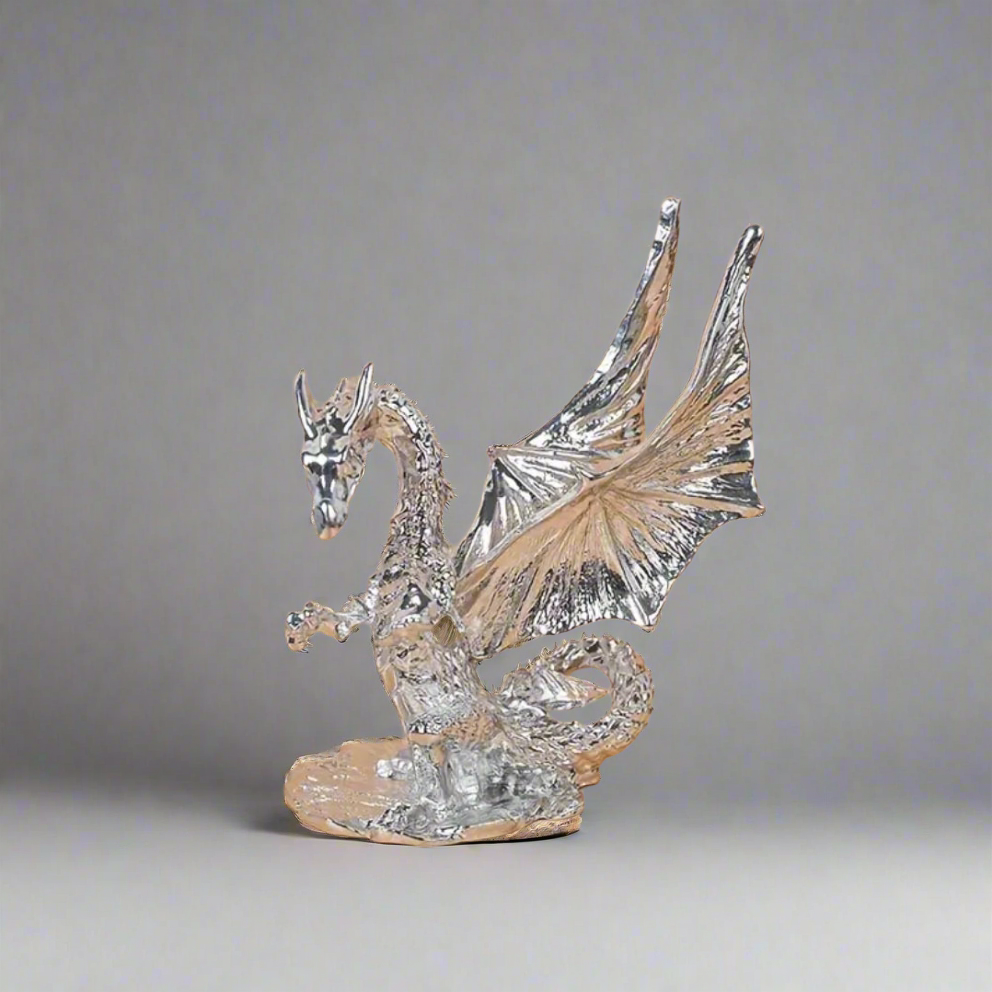 Drachen Kristall Kugel Ständer Silber Gold aus Metall