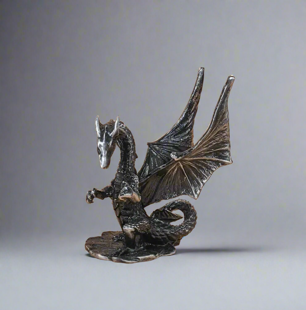 Drachen Kristall Kugel Ständer Silber Gold aus Metall