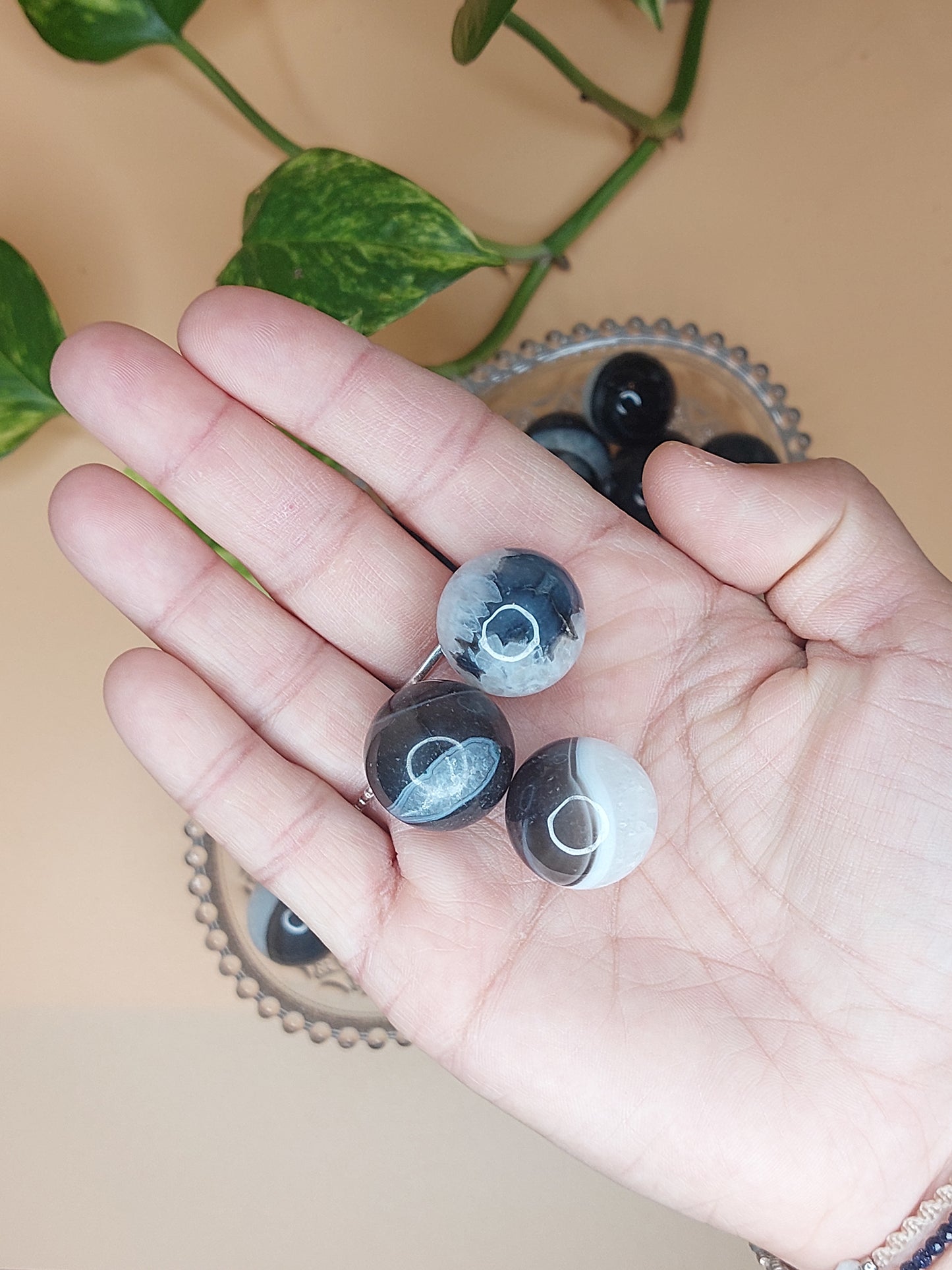 Obsidian, Sardonyx, Flourit | Kugel Mini