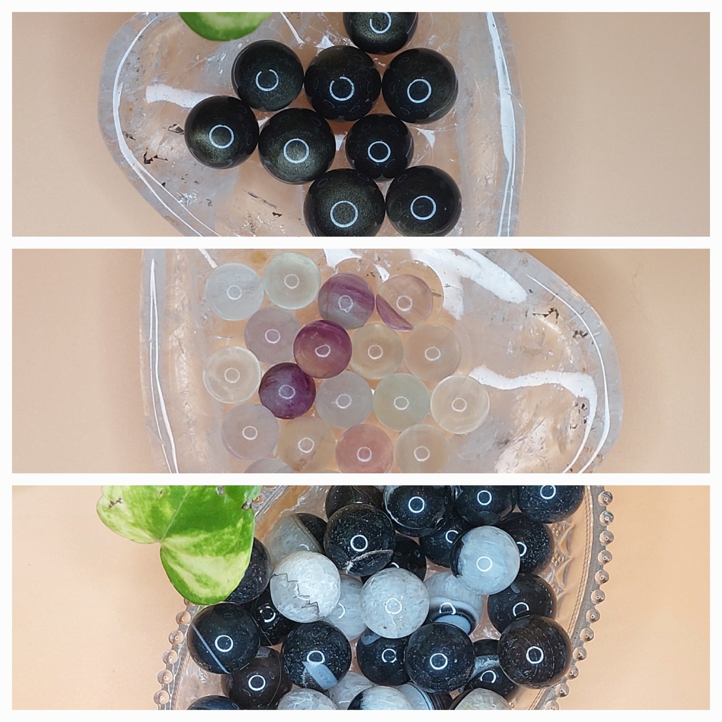 Obsidian, Sardonyx, Flourit | Kugel Mini