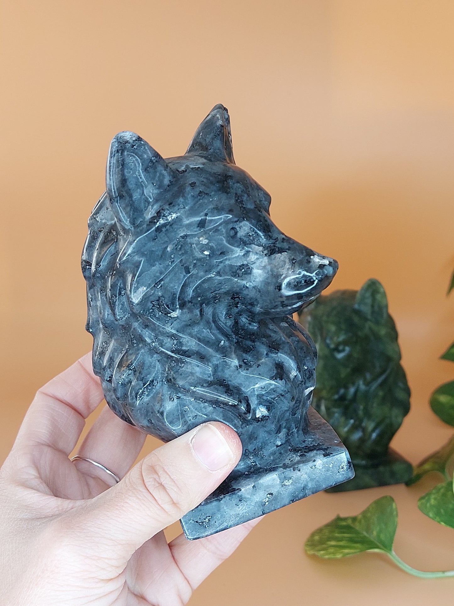Jade Yooperlit Wolf Kopf