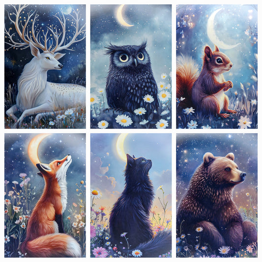 Zauber Wald Tiere Postkarte