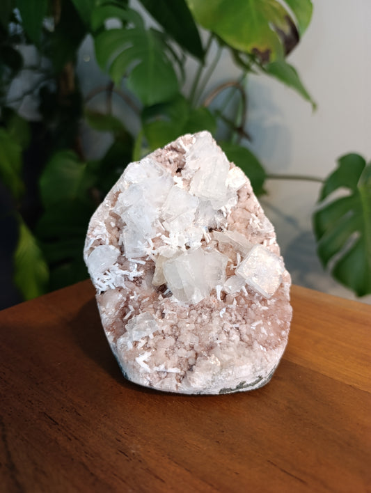 Apophyllit auf rosa Calcedon RC103
