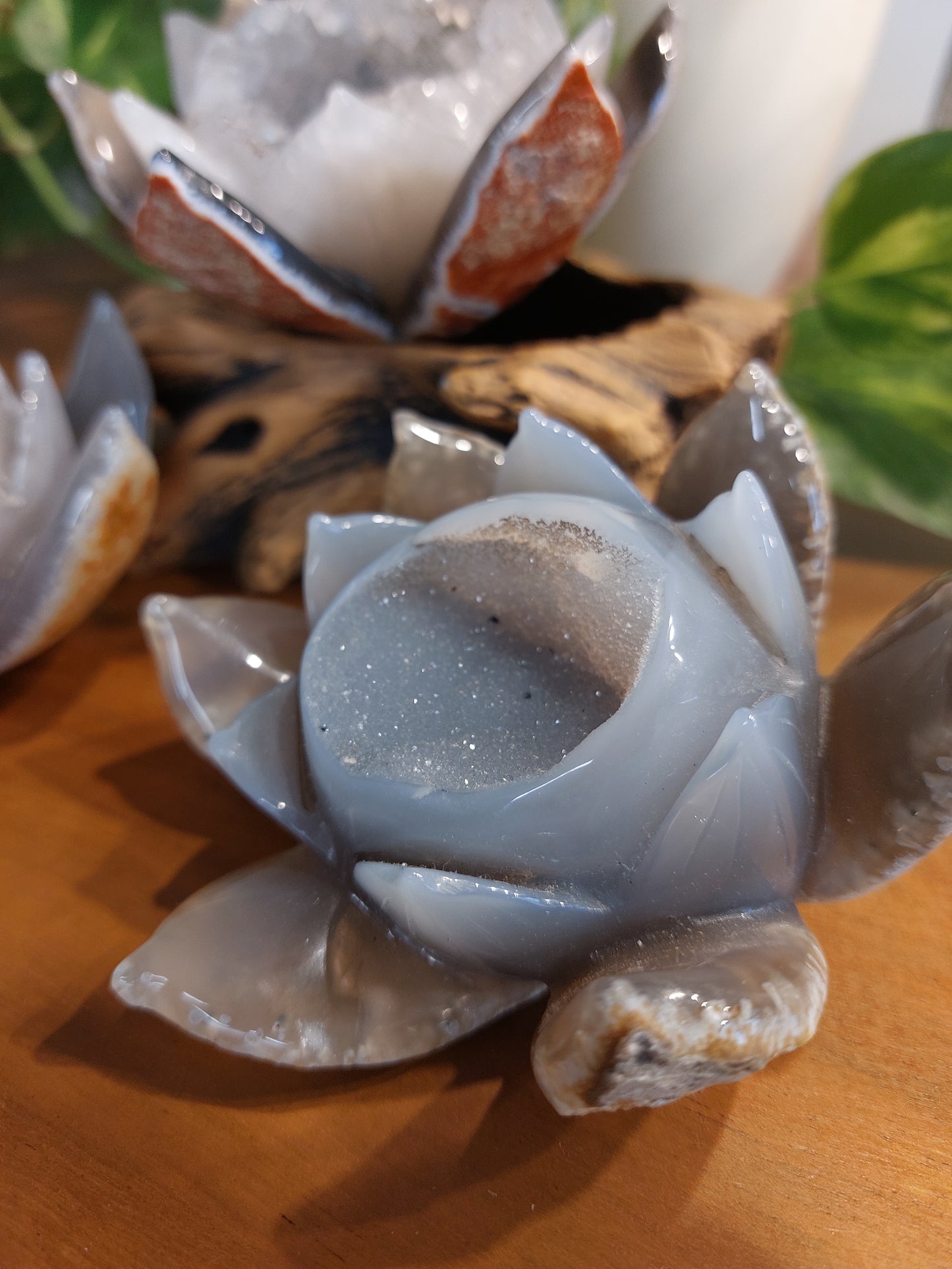 Druzy Achat Lotus Blüte XL