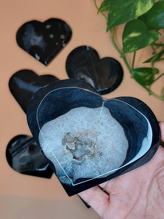 Achat Sardonyx schwarz Herz