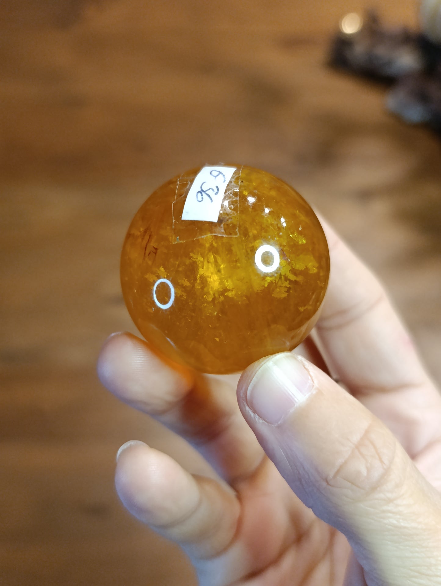 Flourit gelb mit Mica Kugel G36
