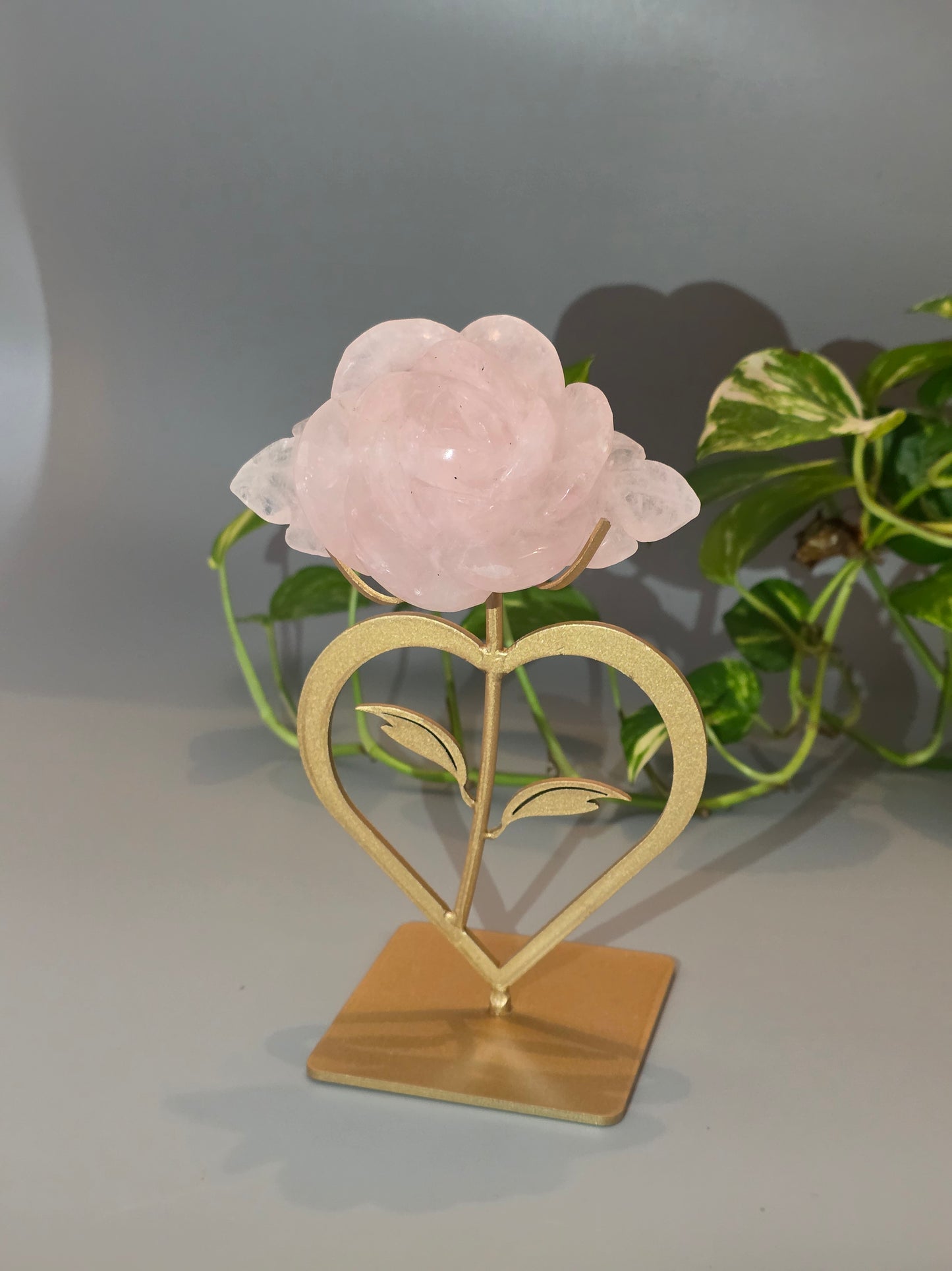 Rosenquarz Rose mit Ständer Statement