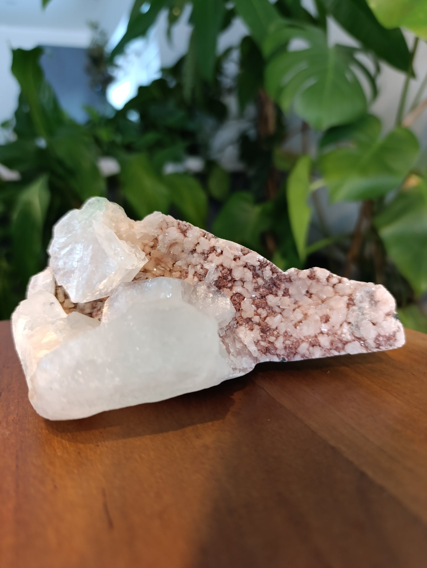 Apophyllit auf rosa Calcedon RC73