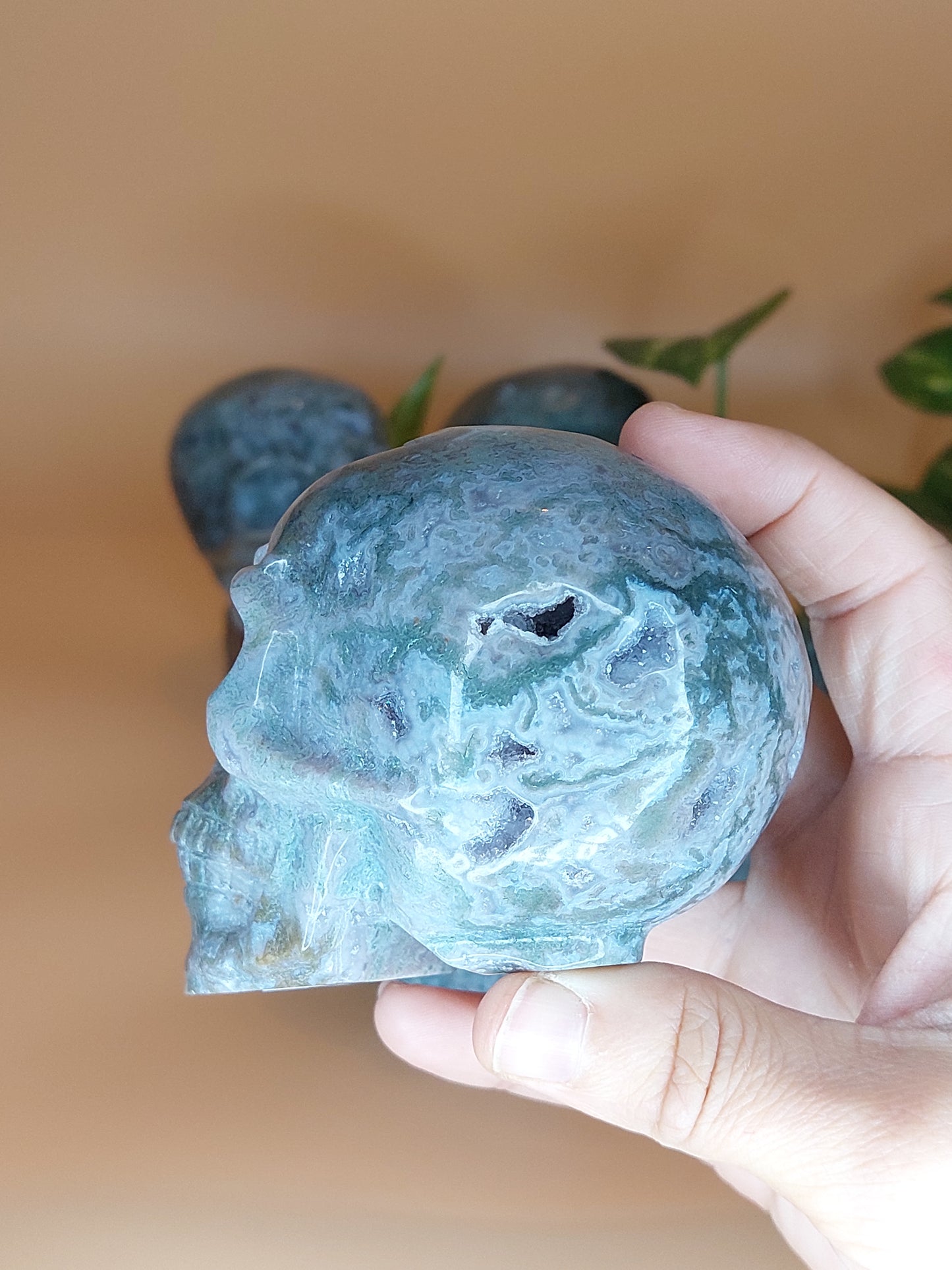Moosachat mit druzy Amethyst