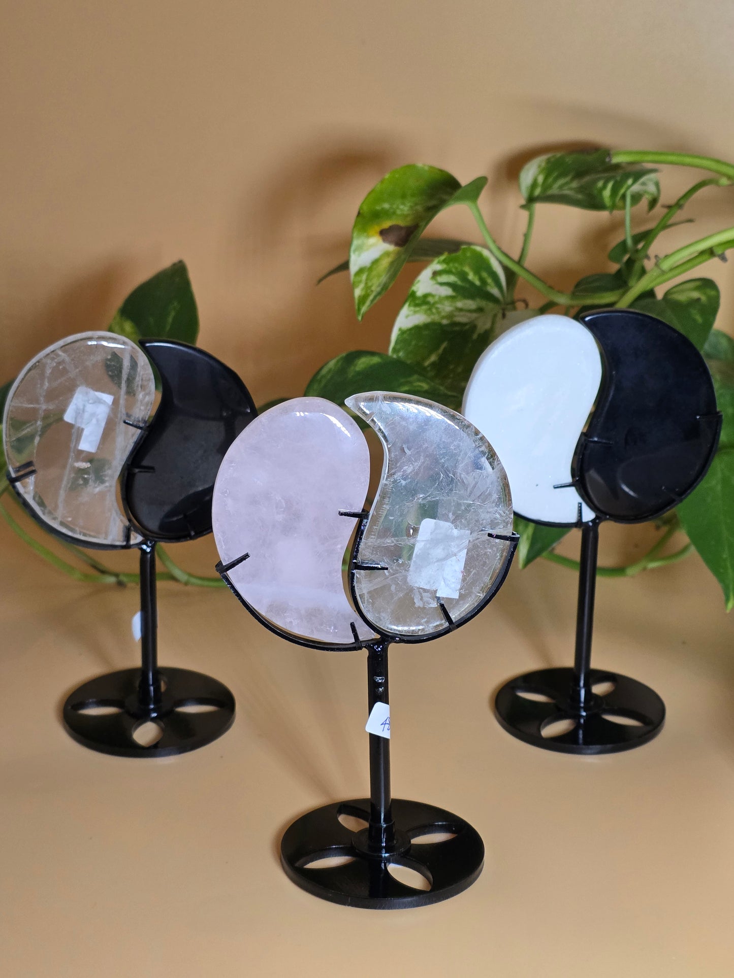 Obsidian Bergkristall Rosenquarz Yin Yang