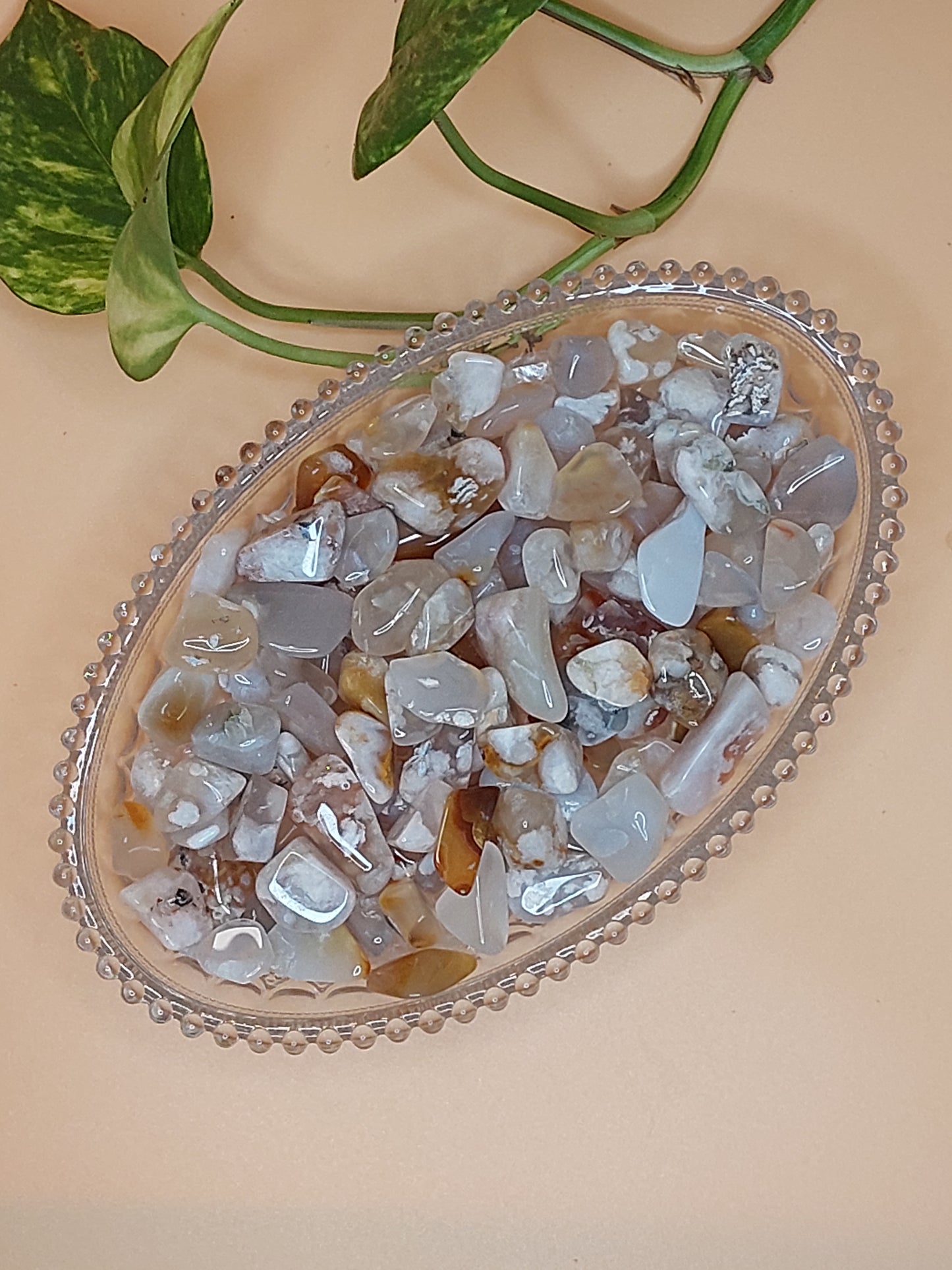 Jade, Kirschblüten Achat, Lepidolith | Kristall Chips M