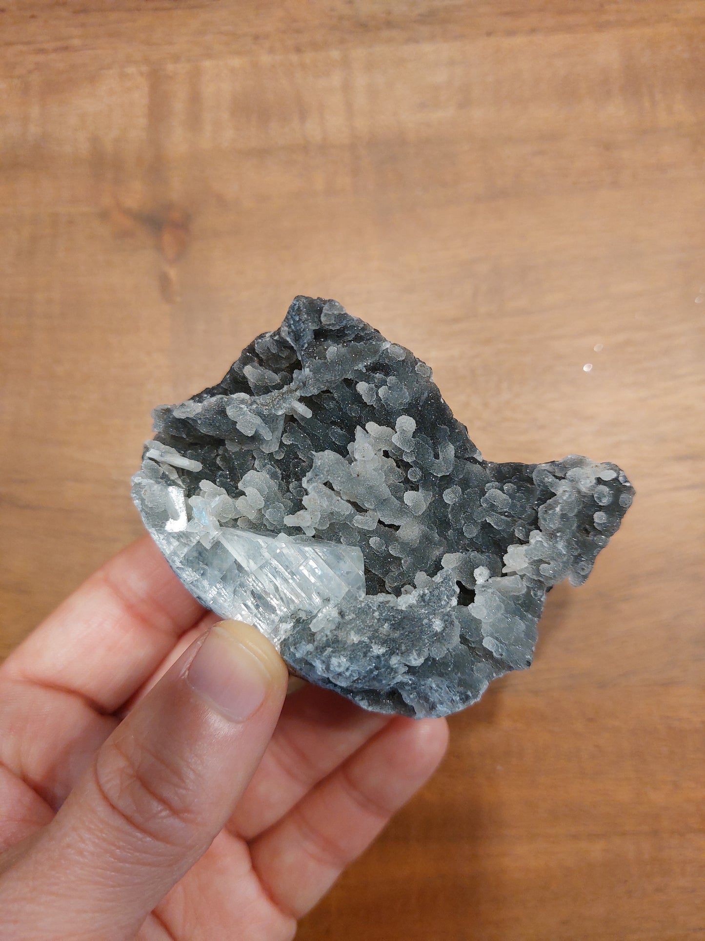 Apophyllit auf Black Calcedon