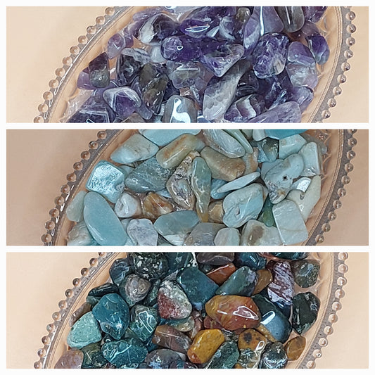 Amazonit, Amethyst, Ozean Jaspis| Kristall Chips M