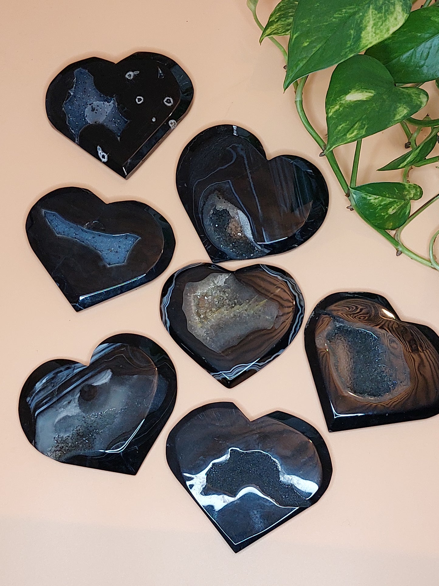 Achat Sardonyx schwarz Herz