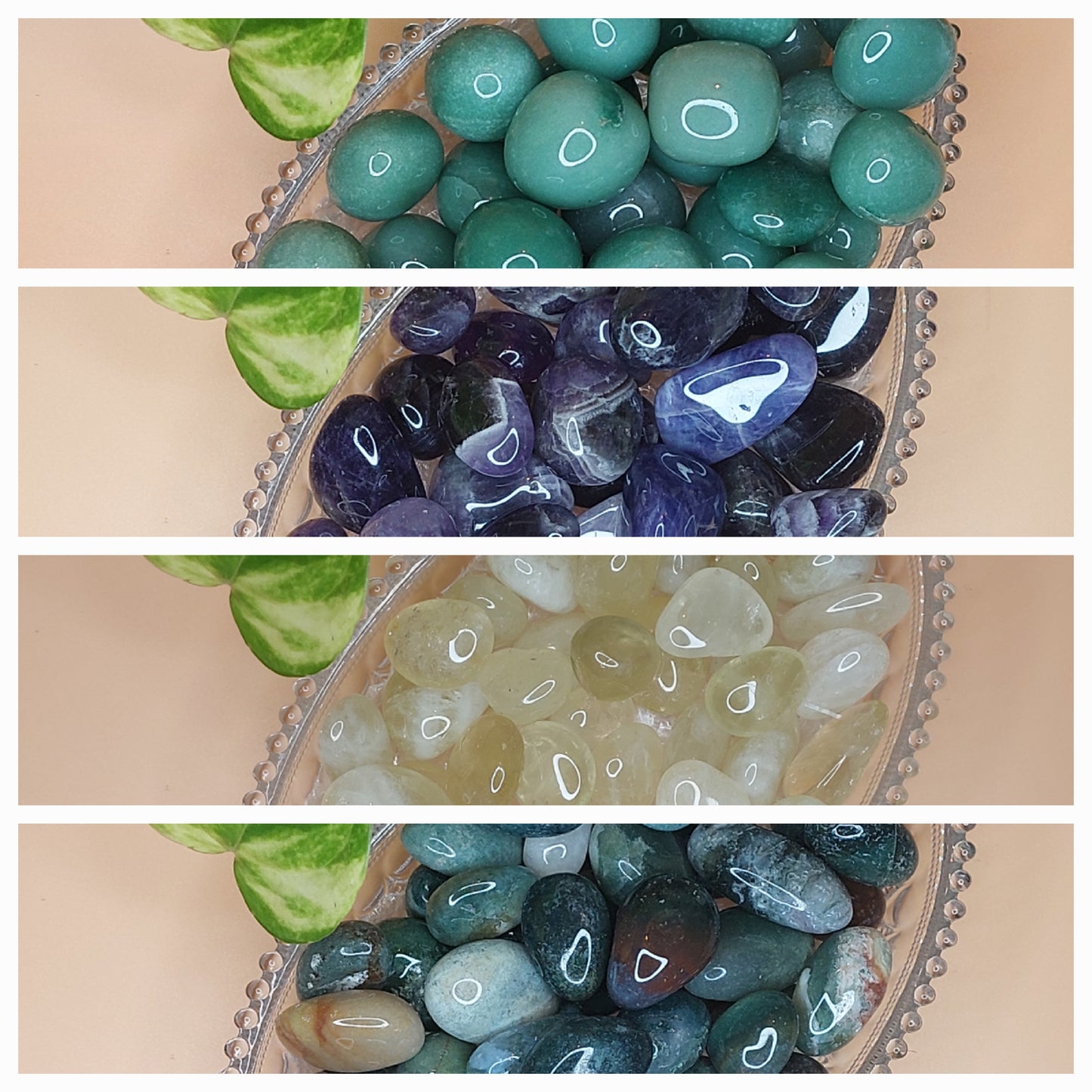 Aventurin, Amethyst, Quarz, Ozean Jaspis| Trommelstein