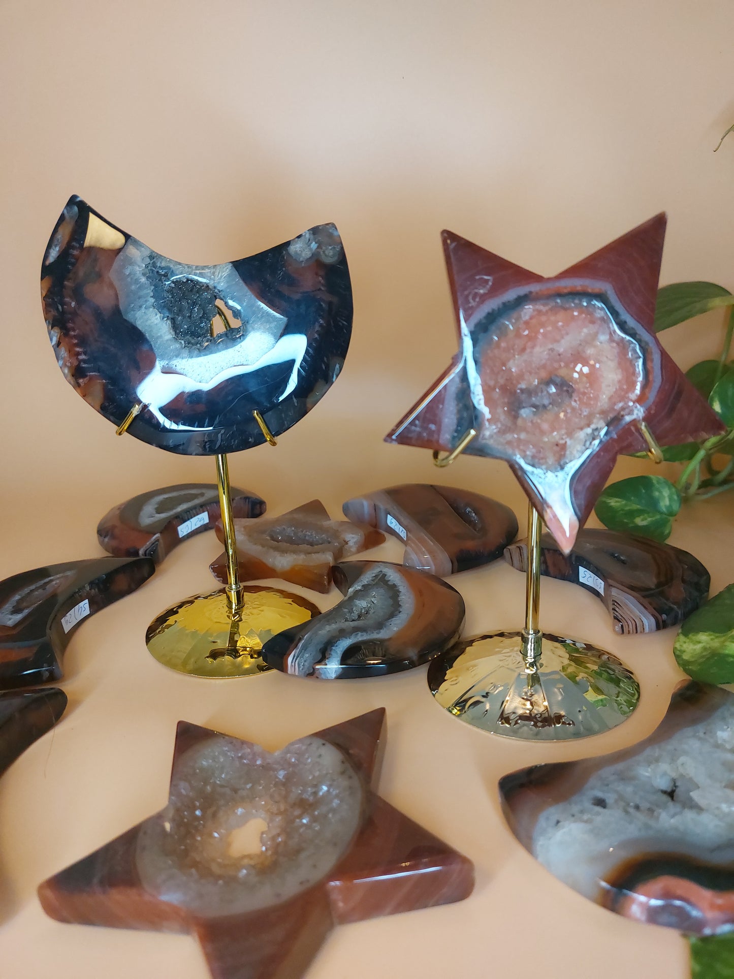 Sardonyx schwarz rot druzy Stern & Mond