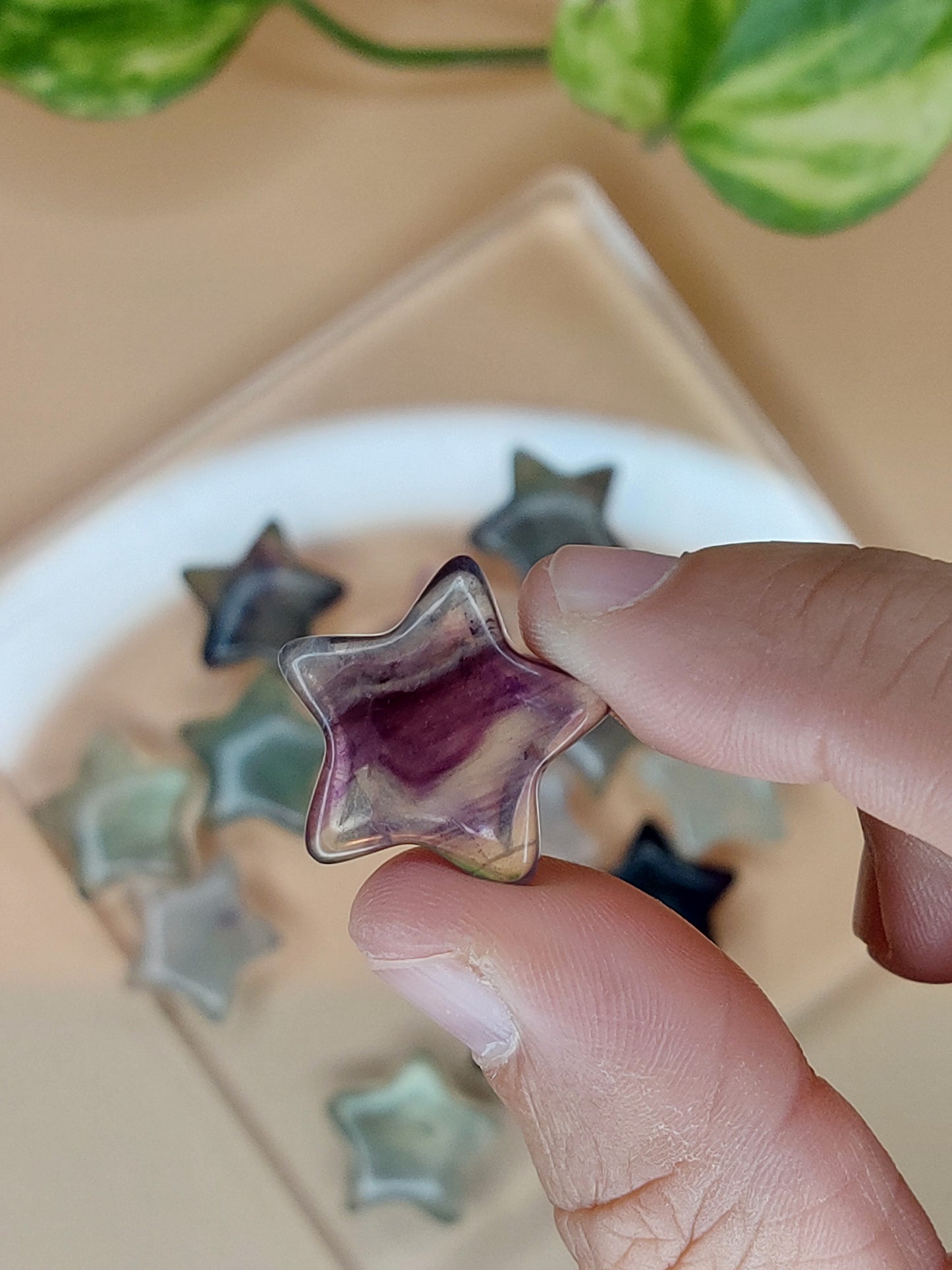 Tigerauge, Flourit, Amethyst Stern | Carving mini