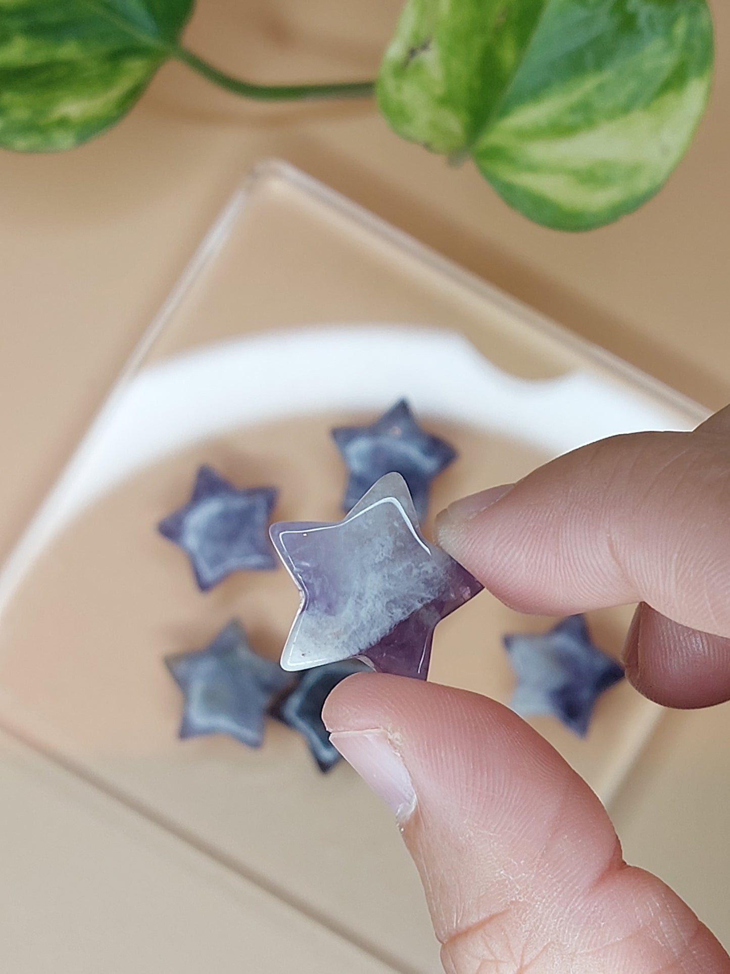 Tigerauge, Flourit, Amethyst Stern | Carving mini
