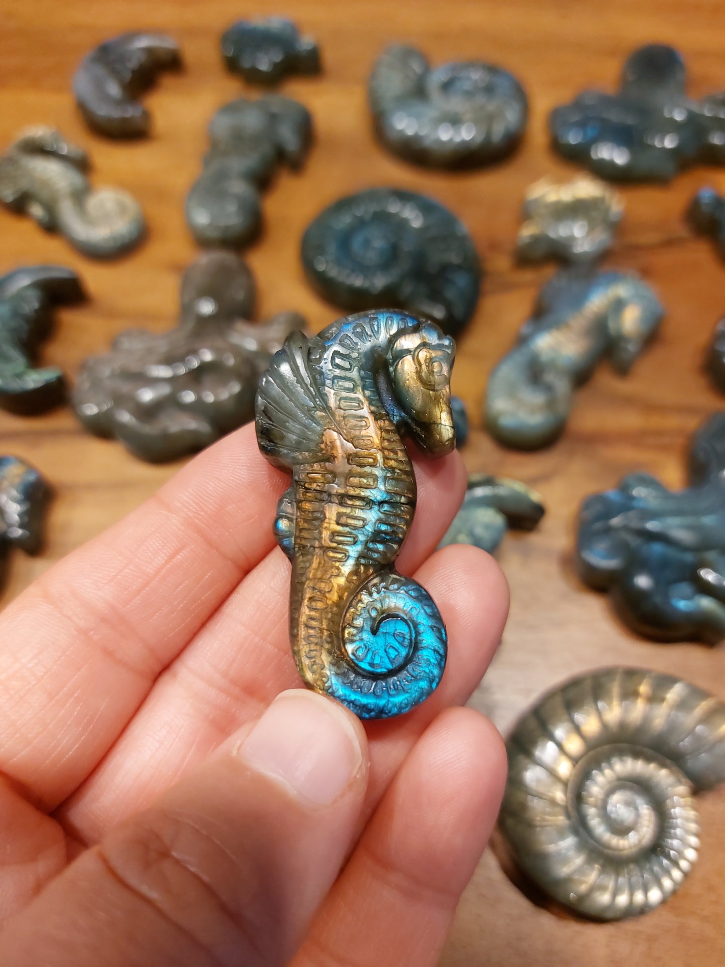 Labradorit ocean theme carving